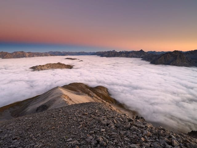 Heute Morgen reichte ein Nebelmeer vom Unterengadin bis ins Münstertal. 