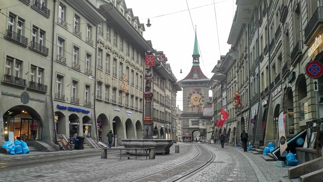 Leere Berner Altstadt.