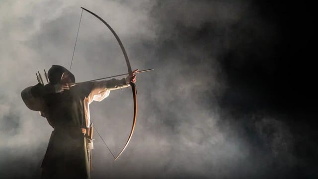 Robin Hood dramatische Aufnahme im Gegenlicht