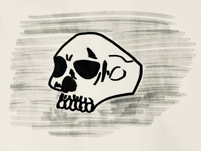 Zeichnung von Keith Richards Totenkopfring