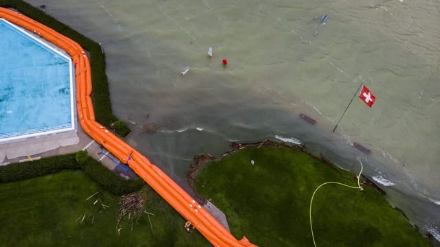 Hochwassersperre in Nidau am Bielersee, aufgenommen am Donnerstag, 15. Juli 2021.