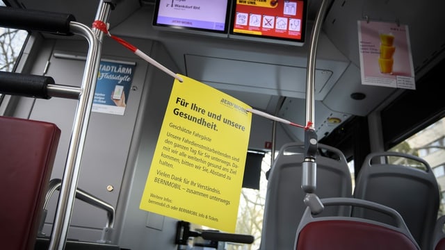 Barrier tape on a bus.