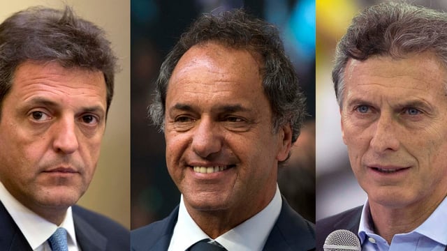 Links: Sergio Massa, Mitte: Daniel Scioli, Rechts: Mauricio Marci