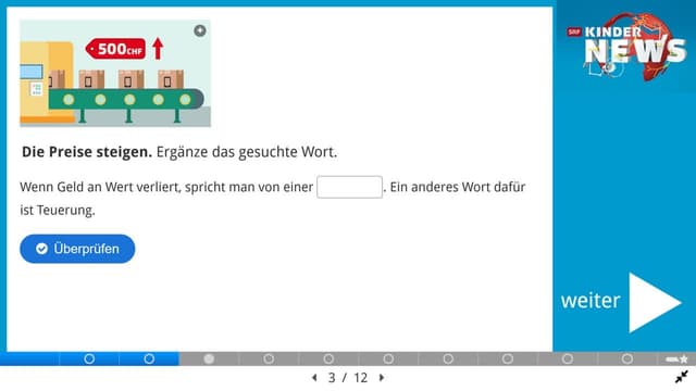 Screenshot einer Quiz-Frage aus dem Quiz zu den «SRF Kinder-News.