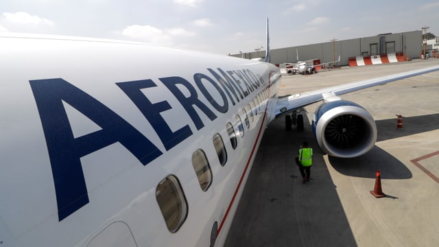 Flugzeug des Typs Boeing 737-9 Max von der Airline Aero Mexico.