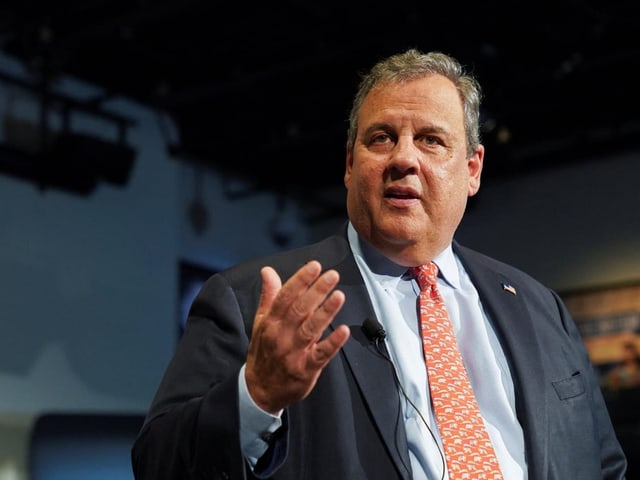 Chris Christie spricht an einer Veranstaltung in New Hampshire.