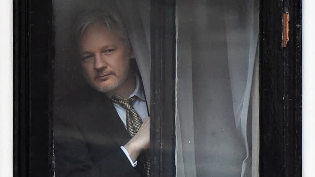 Assange schaut zum Fenster hinaus.