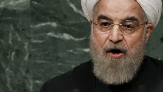 Der iranische Präsident Hassan Rohani spricht vor der UNO-Generalversammlung in New York.