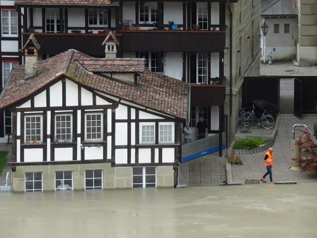 Pegelstand am 16. Juli. Das Wasser ist deutlich gestiegen.