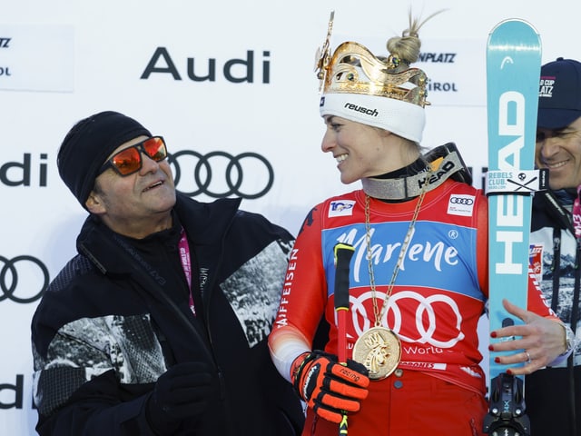 Lara Gut-Behrami mit Alberto Tomba