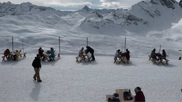 Terrace from afar in the Melchsee-Frutt ski area in Obwalden.