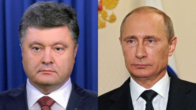 Porträts von Poroschenko und Putin