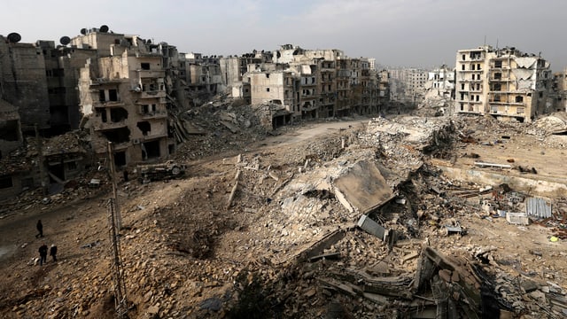 Zerstörte Gebäude in Aleppo.