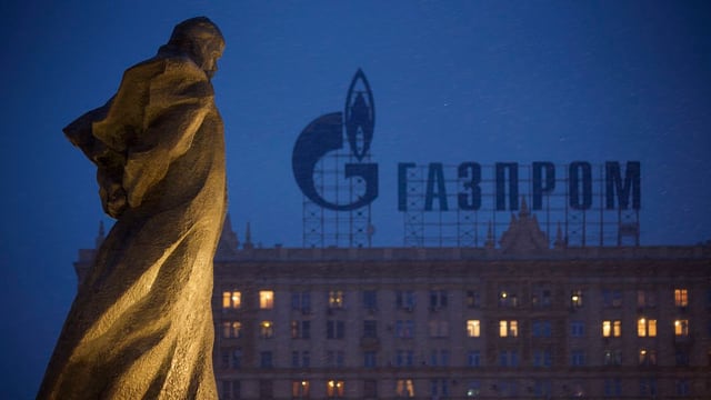 Das Monument des ukranischen Poeten Schewtschenko vor dem Gazprom-Hauptsitz. 