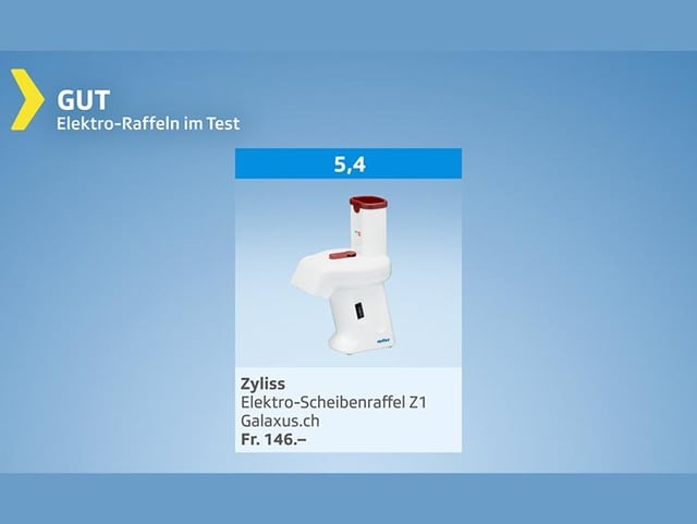Testgrafik elektrische Gemüseraffeln – Testsieger von Zyliss, Gesamtresultat gut