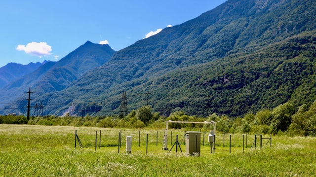 View of the automatic weather station in Biasca.