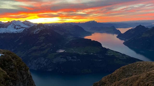 Blick vom Fronalpsock auf den Vierwaldstättersee.