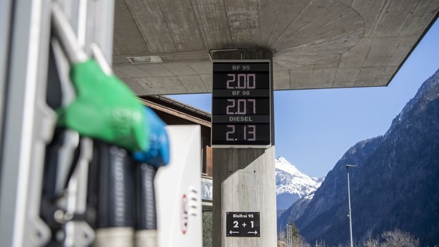 Preisangabe an einer Tankstelle in Uri