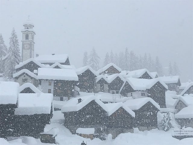 snow covered town