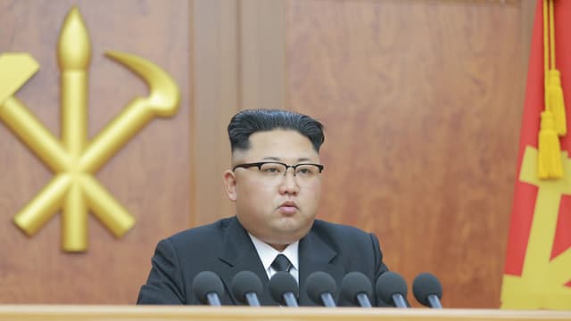 Nordkoreas Machthaber Kim Jong Un bei seiner Neujahrsansprache. 