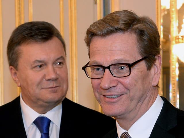 Präsident Janukowitsch im Gespräch mit dem deutschen EU-Aussenminister Westerwelle.