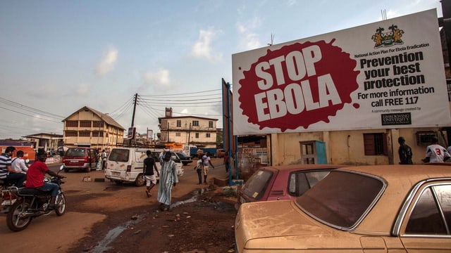 Der Ebola-Ausbruch 2014/2015 betraf hauptsächlich die Länder Guinea, Liberia und Sierra Leone.