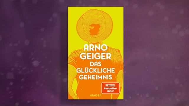 oranges Buchcover, ein Mann mit Hut von hinten. Hintergrund violett.