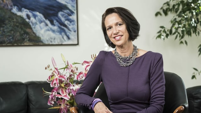 Christine Schraner Burgener wears medium length brown hair and posed here as an ambassador to Berlin in 2015