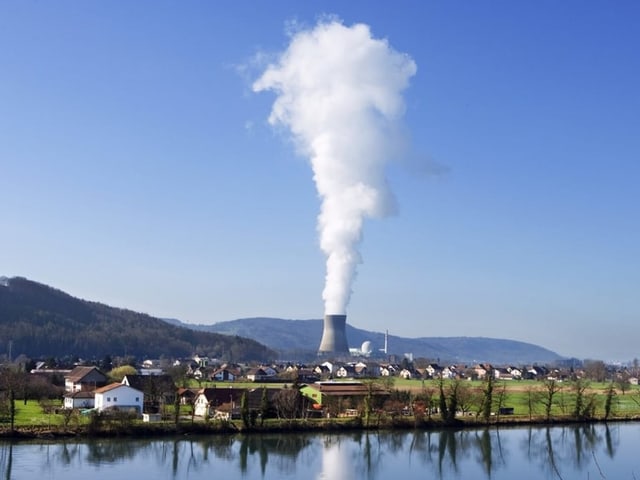 AKW Leibstadt aus Deutschland über den Rhein fotografiert.