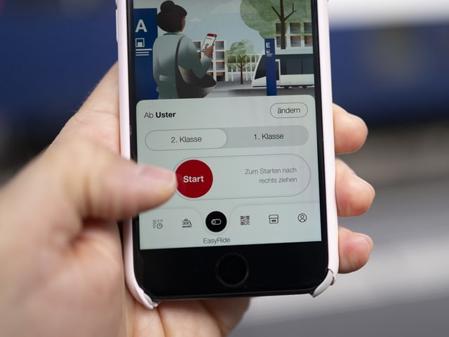 «EasyRide"-Funktion auf der SBB-App