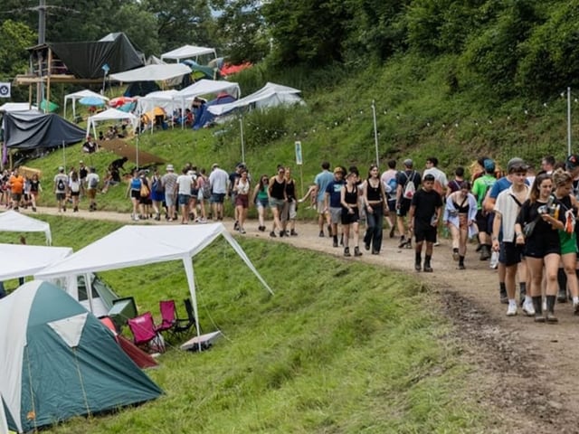 Bild vom Festivalgelände mit Besucherinnen und Besucher