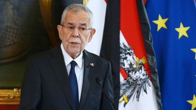 Austria's Federal President in front of the microphone