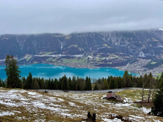 Gleicher Fotoausschnitt. Aber alles ist grün und ohne Schnee.