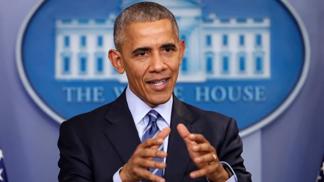 Präsident Obama spricht an einer Medienkonferenz