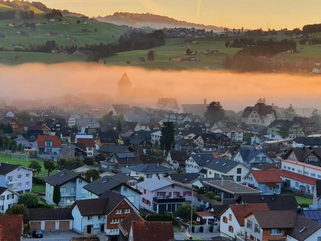 Morgendliches Nebelfeld über Appenzell