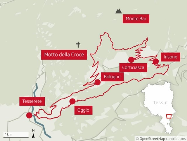 Karte der Veloroute bei Tesserete