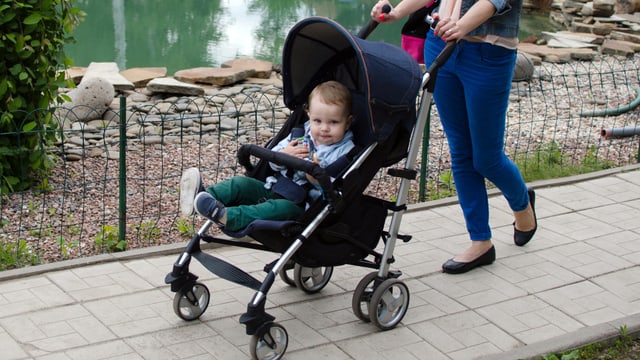 Kleinkind im Buggy im Park