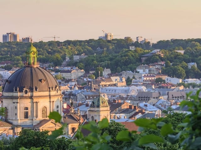 Altstadt von Lwiw, Sonnenuntergang.