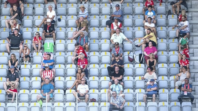 Spectators sitting at a distance in a stadium