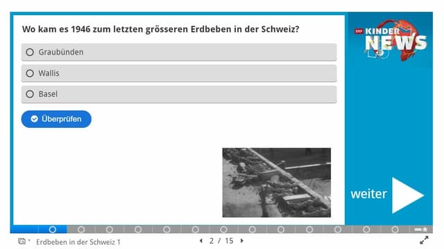 Eine Frage aus dem Quiz mit Multiple-Choice Antwortmöglichkeiten.