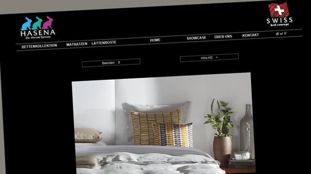 Screenshot der Hasenahomepage mit Schweizerkreuz.
