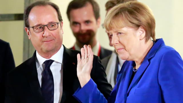 François Hollande (links) und Angela Merkel (rechts) 