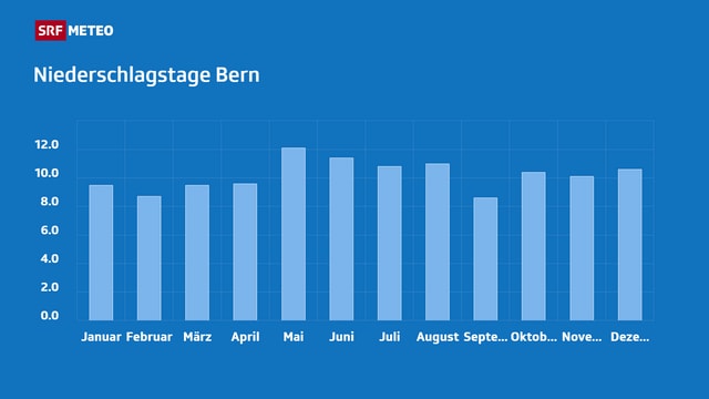 Diagramm der Niederschlagstage in Bern.