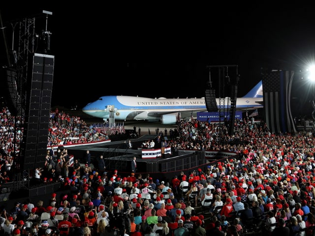 The Trump campaign event with Air Force One at the Sanford, Florida airport.