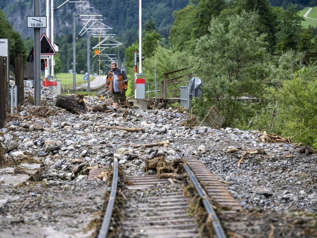 verschüttete Bahnlinie