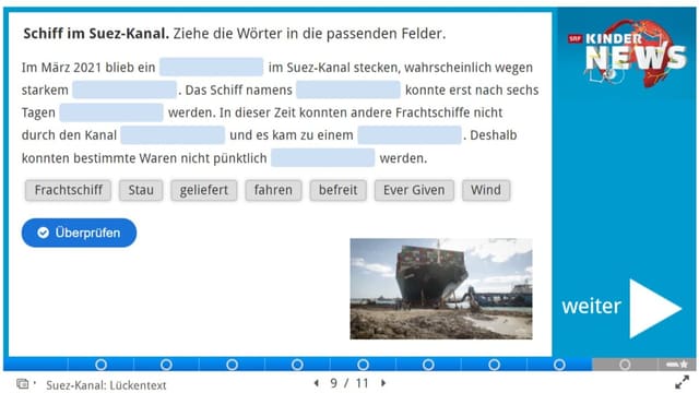 Screenshot einer Quizfrage