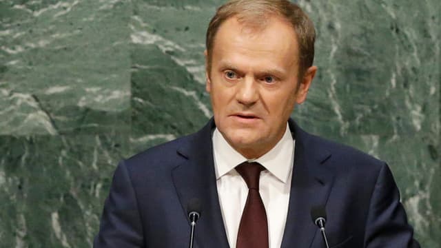 Tusk vor Uno-Rednerpult