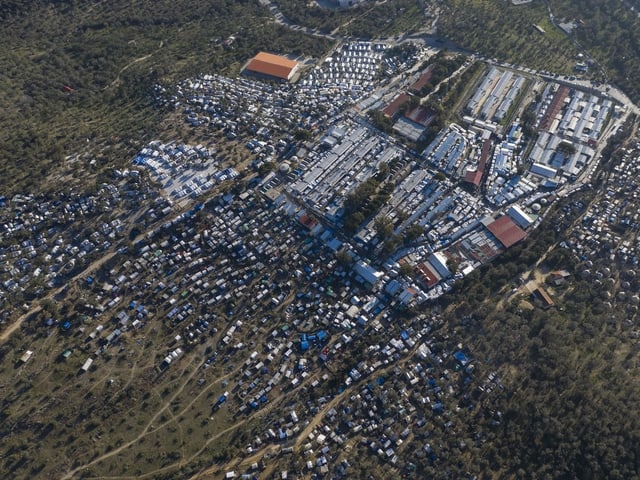 Luftaufnahme auf Moria