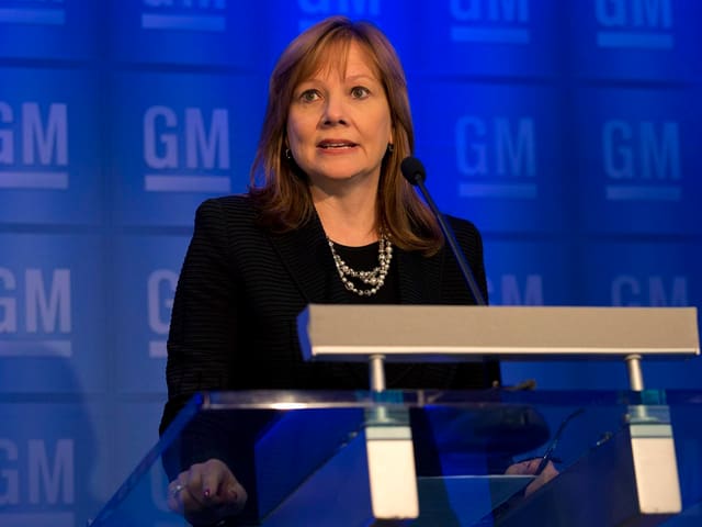 Mary Barra am Rednerpult bei einem Event des US-Autoherstellers GM