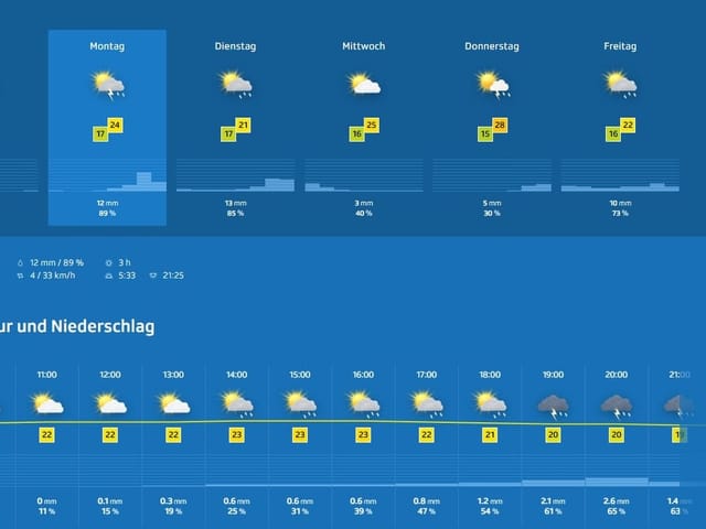 Darstellung der Wetterapp